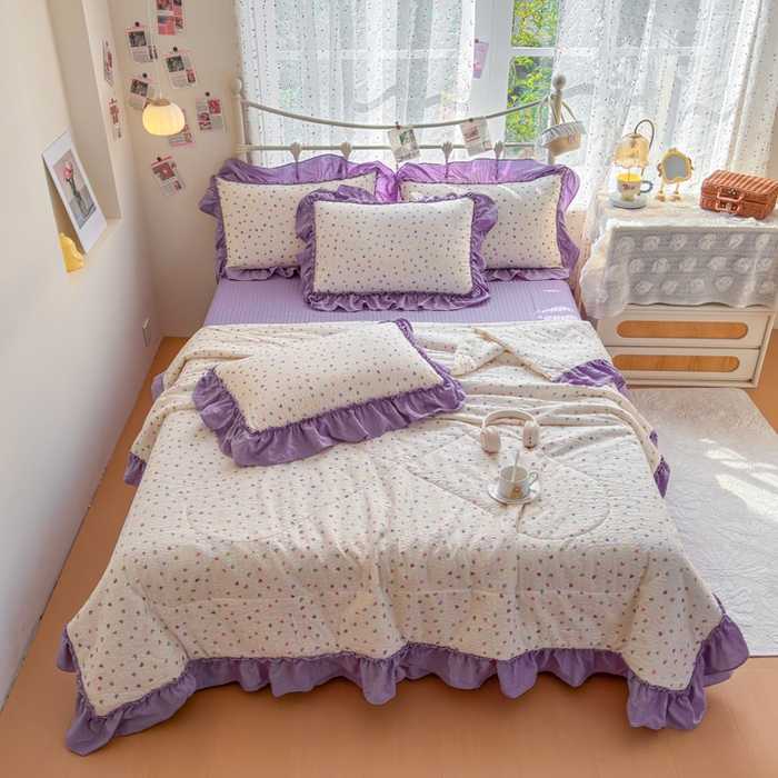 91家纺网 家纺一手货源 找家纺 （总）梵希雅 2026新款泡芙纱床盖夏被四件套