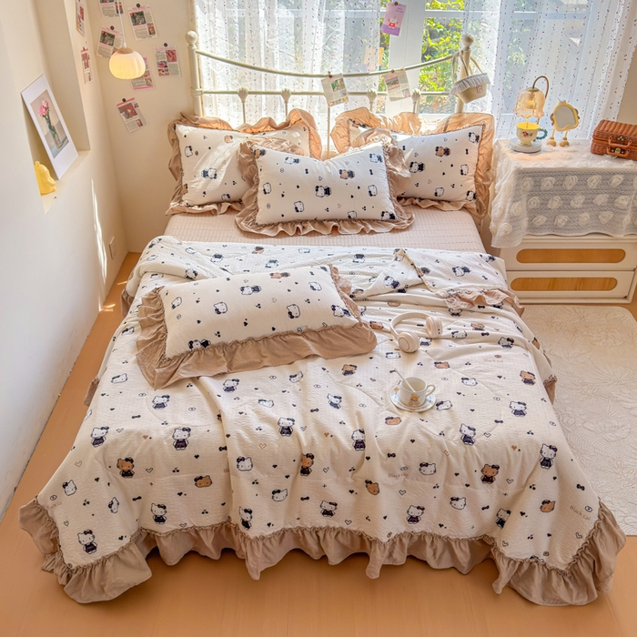 91家纺网 家纺一手货源 找家纺 （总）梵希雅 2026新款泡芙纱床盖夏被四件套