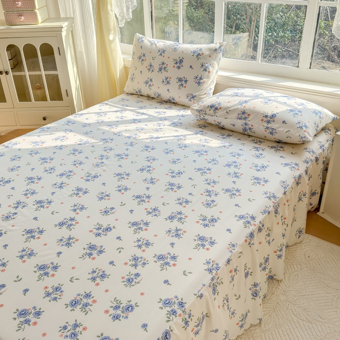 91家纺网 家纺一手货源 找家纺 莎臣豹 2026新款植物羊绒单品单件单床裙可配床裙三件套晴空花海