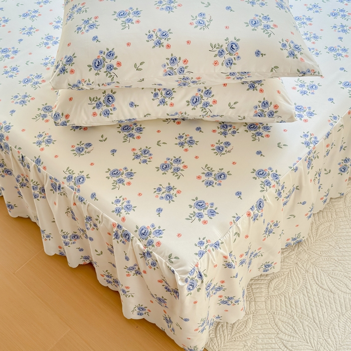 91家纺网 家纺一手货源 找家纺 莎臣豹 2026新款植物羊绒单品单件单床裙可配床裙三件套晴空花海