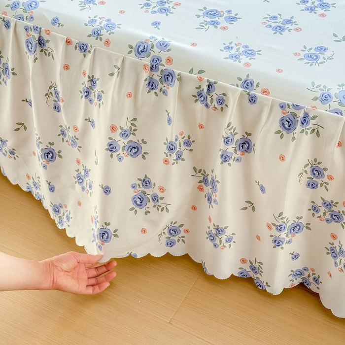 91家纺网 家纺一手货源 找家纺 莎臣豹 2026新款植物羊绒单品单件单床裙可配床裙三件套晴空花海