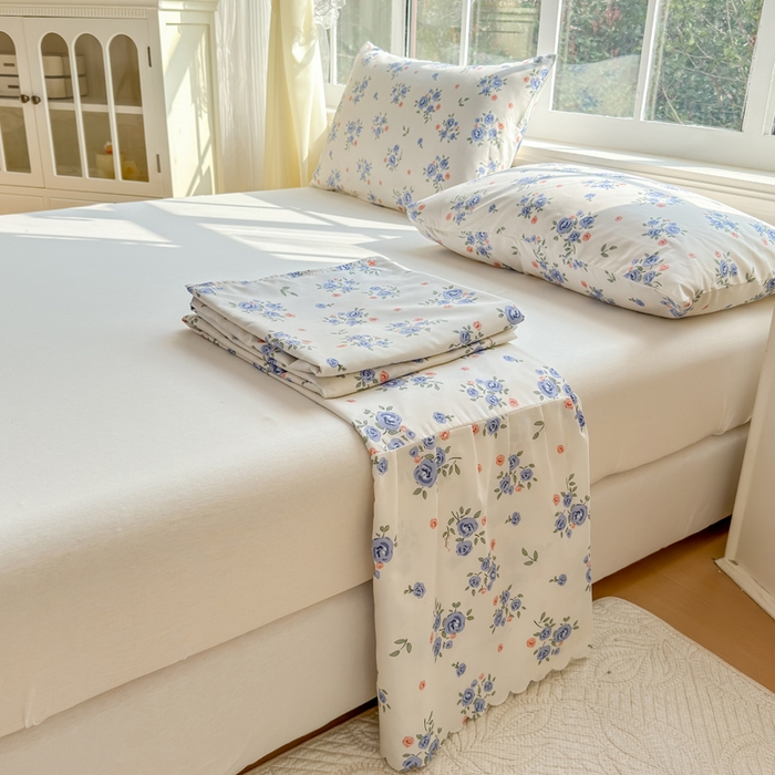 91家纺网 家纺一手货源 找家纺 莎臣豹 2026新款植物羊绒单品单件单床裙可配床裙三件套晴空花海