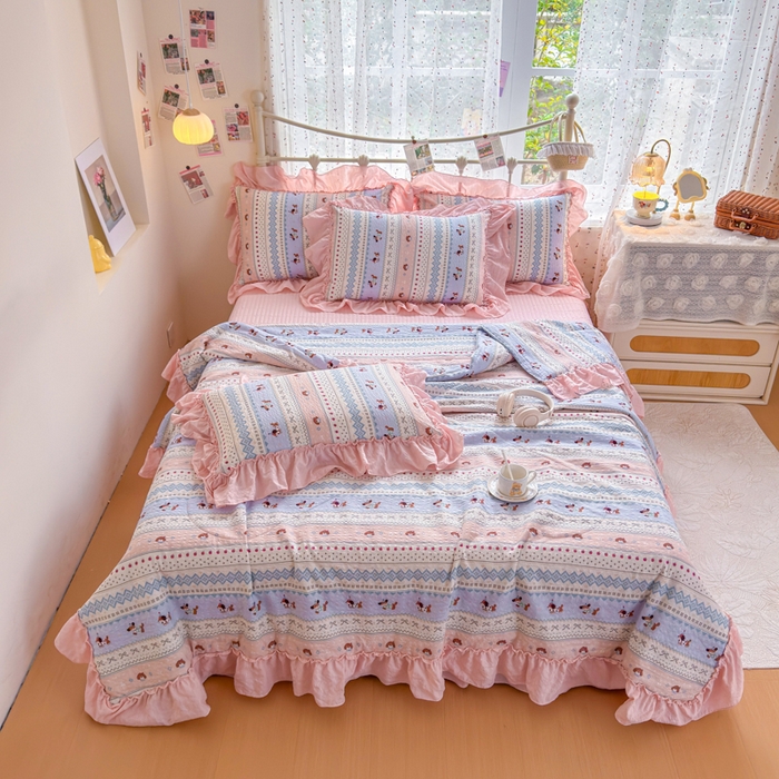 91家纺网 家纺一手货源 找家纺 （总）梵希雅 2026新款泡芙纱床盖夏被四件套