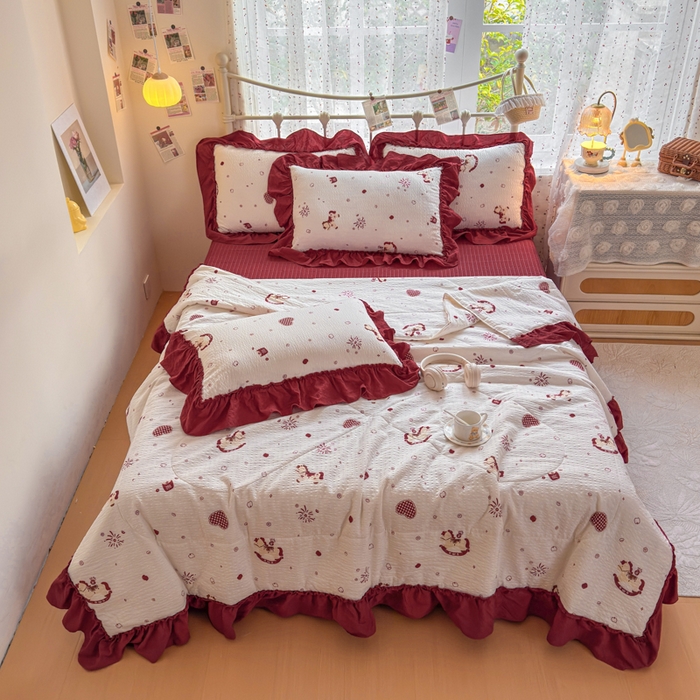 91家纺网 家纺一手货源 找家纺 （总）梵希雅 2026新款泡芙纱床盖夏被四件套