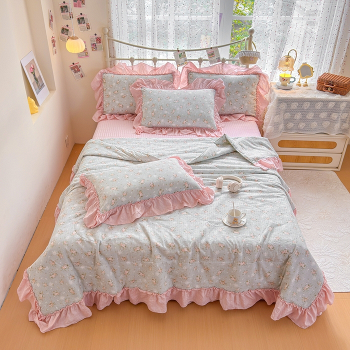 91家纺网 家纺一手货源 找家纺 （总）梵希雅 2026新款泡芙纱床盖夏被四件套