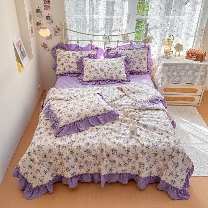 91家纺网 家纺一手货源 找家纺 （总）梵希雅 2026新款泡芙纱床盖夏被四件套