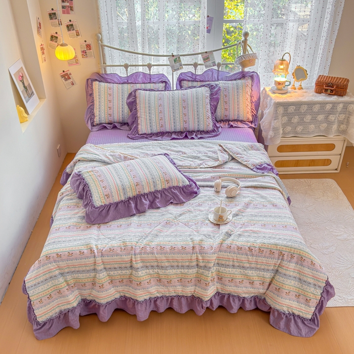 91家纺网 家纺一手货源 找家纺 （总）梵希雅 2026新款泡芙纱床盖夏被四件套