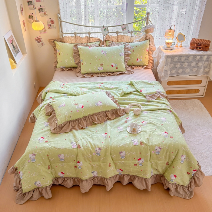 91家纺网 家纺一手货源 找家纺 （总）梵希雅 2026新款泡芙纱床盖夏被四件套