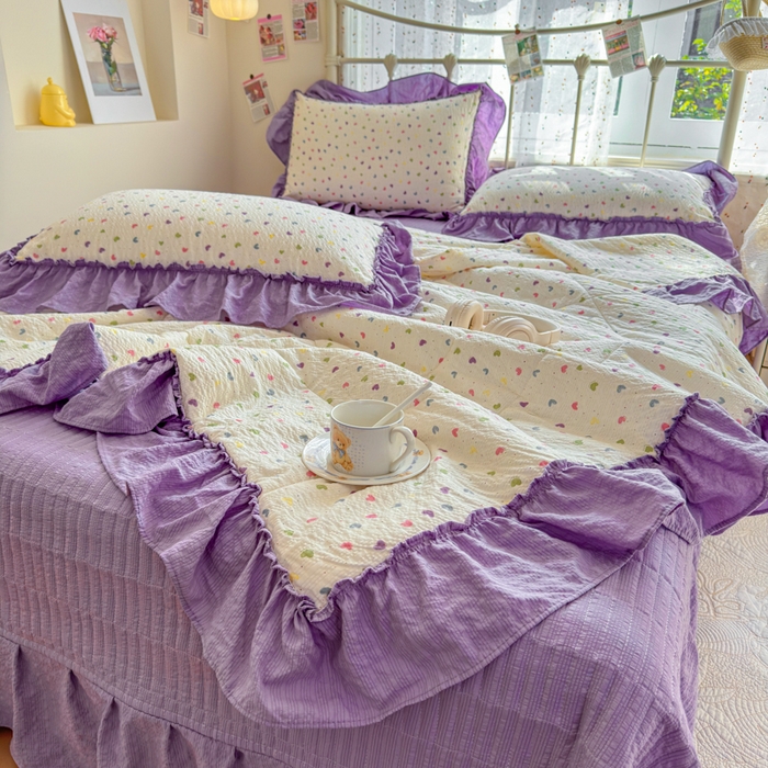 91家纺网 家纺一手货源 找家纺 （总）梵希雅 2026新款泡芙纱床盖夏被四件套