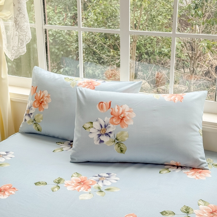 91家纺网 家纺一手货源 找家纺 莎臣豹 2026新款植物羊绒单品单件单床裙可配床裙三件套诗情画意蓝