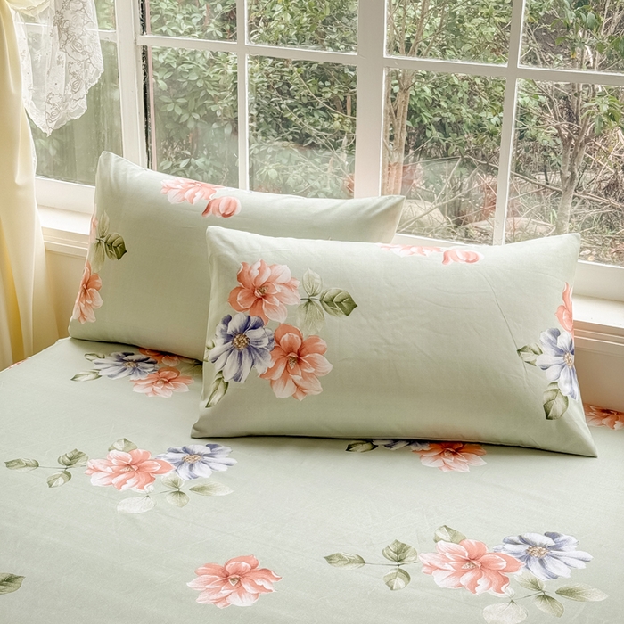 91家纺网 家纺一手货源 找家纺 莎臣豹 2026新款植物羊绒单品单件单床裙可配床裙三件套诗情画意绿