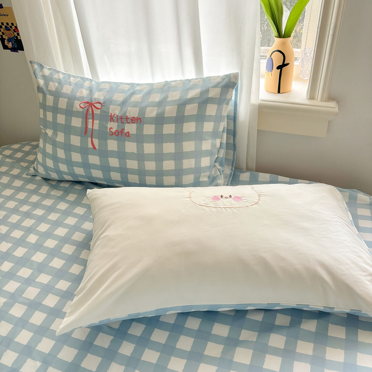 91家纺网 家纺一手货源 找家纺 我心家纺 2026新款卡通刺绣四件套 沙发猫-白