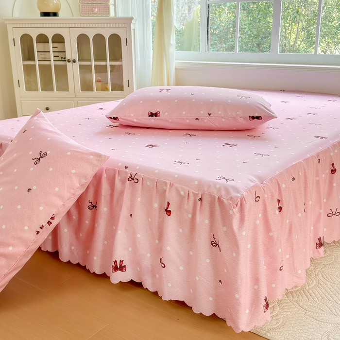 91家纺网 家纺一手货源 找家纺 莎臣豹 2026新款植物羊绒单品单件单床裙可配床裙三件套甜美风趣