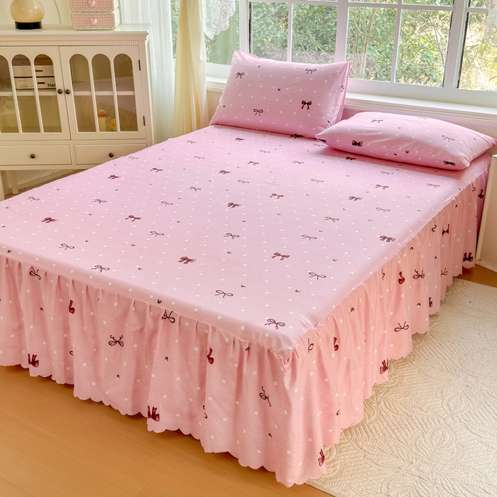 91家纺网 家纺一手货源 找家纺 莎臣豹 2026新款植物羊绒单品单件单床裙可配床裙三件套甜美风趣