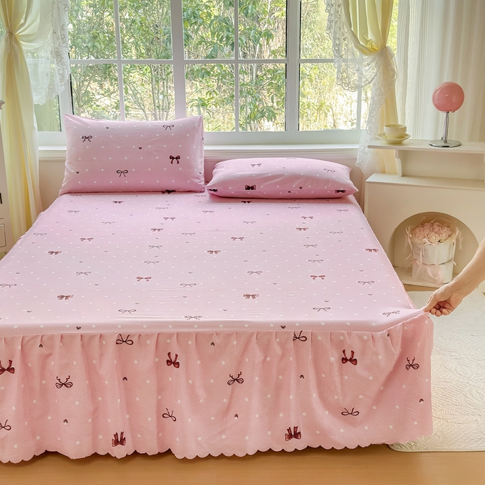 91家纺网 家纺一手货源 找家纺 莎臣豹 2026新款植物羊绒单品单件单床裙可配床裙三件套甜美风趣