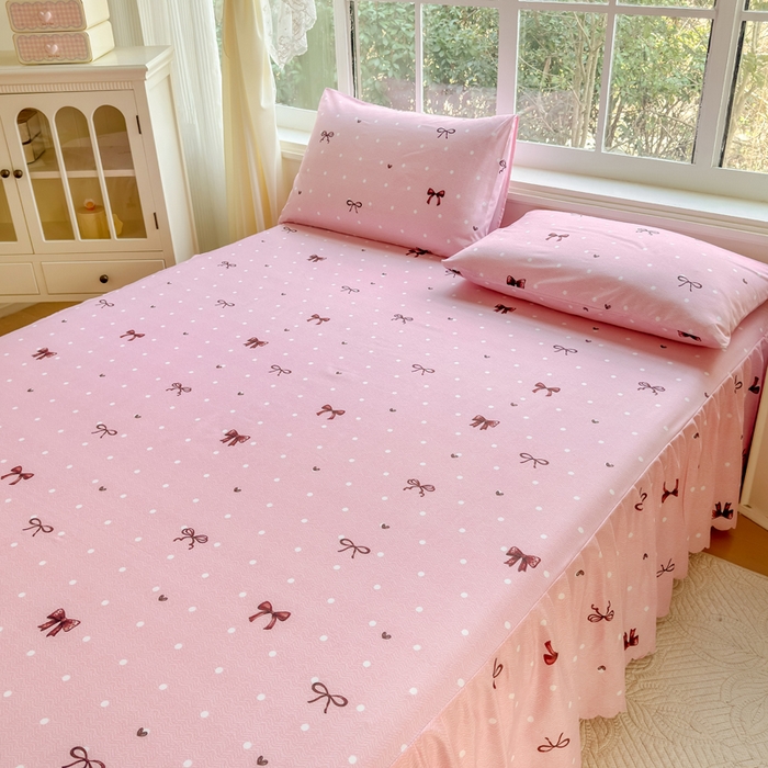 91家纺网 家纺一手货源 找家纺 莎臣豹 2026新款植物羊绒单品单件单床裙可配床裙三件套甜美风趣