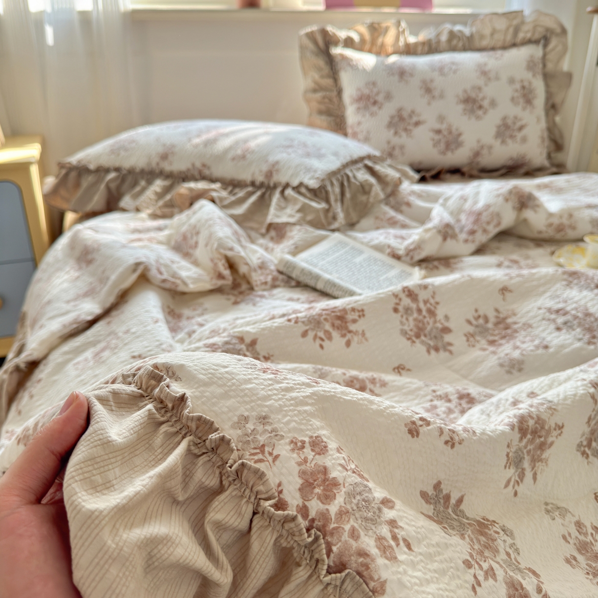 禾沐 2026新款云感泡芙棉床盖夏被四件套AA款（夏被款） 小苍兰