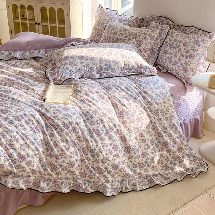 91家纺网 家纺一手货源 找家纺 （总）仟网汇 2026新款A类赫本针织双层纱床盖四件套床盖夏被四件套