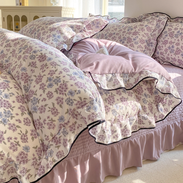 91家纺网 家纺一手货源 找家纺 （总）仟网汇 2025新款赫本针织双层纱床盖四件套