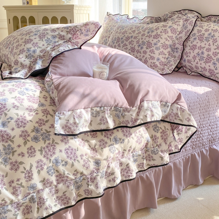 91家纺网 家纺一手货源 找家纺 （总）仟网汇 2026新款A类赫本针织双层纱床盖四件套床盖夏被四件套