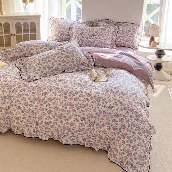 91家纺网 家纺一手货源 找家纺 仟网汇 2026新款A类赫本针织双层纱床盖四件套床盖夏被四件套 绮梦