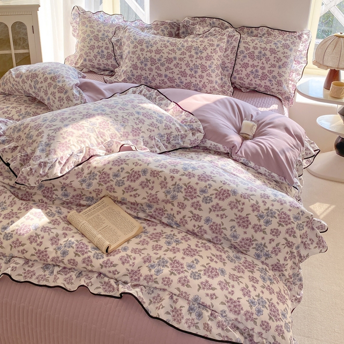 91家纺网 家纺一手货源 找家纺 仟网汇 2026新款A类赫本针织双层纱床盖四件套床盖夏被四件套 绮梦