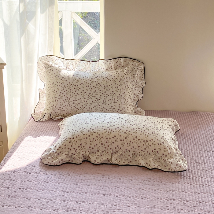 91家纺网 家纺一手货源 找家纺 仟网汇 2026新款A类赫本针织双层纱床盖四件套床盖夏被四件套 小紫花