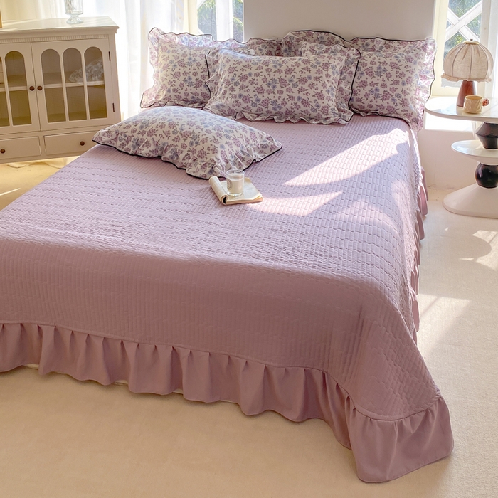 91家纺网 家纺一手货源 找家纺 仟网汇 2026新款A类赫本针织双层纱床盖四件套床盖夏被四件套 绮梦