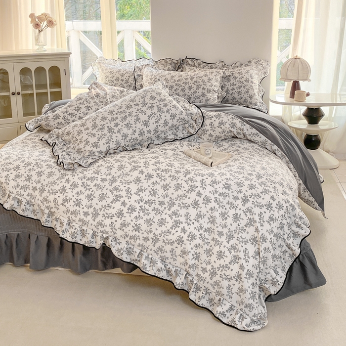 91家纺网 家纺一手货源 找家纺 仟网汇 2026新款A类赫本针织双层纱床盖四件套床盖夏被四件套 蔓枝