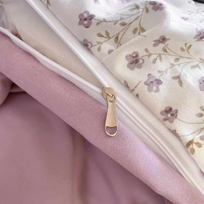 91家纺网 家纺一手货源 找家纺 仟网汇 2026新款A类赫本针织双层纱床盖四件套床盖夏被四件套 小紫花