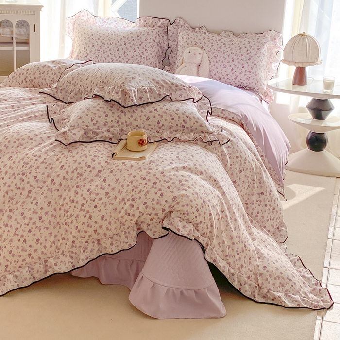 91家纺网 家纺一手货源 找家纺 仟网汇 2026新款A类赫本针织双层纱床盖四件套床盖夏被四件套 倾心