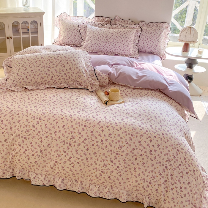 91家纺网 家纺一手货源 找家纺 仟网汇 2026新款A类赫本针织双层纱床盖四件套床盖夏被四件套 倾心