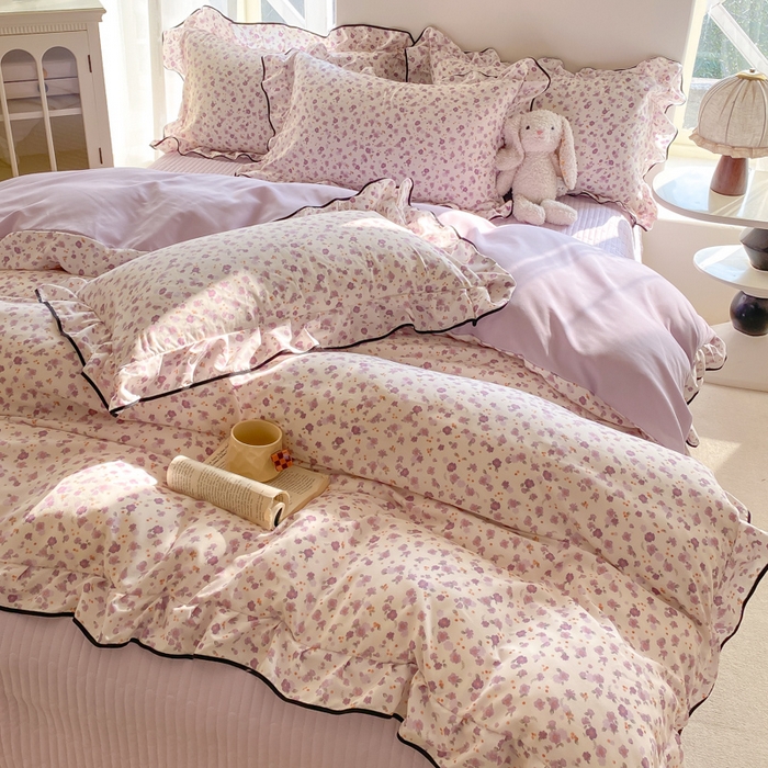 91家纺网 家纺一手货源 找家纺 仟网汇 2026新款A类赫本针织双层纱床盖四件套床盖夏被四件套 倾心