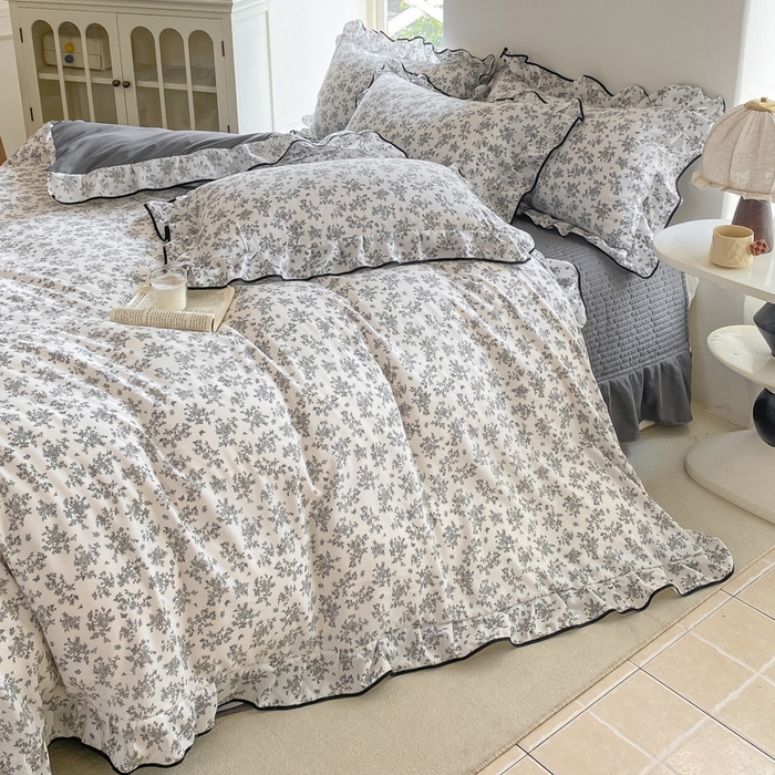 91家纺网 家纺一手货源 找家纺 仟网汇 2026新款A类赫本针织双层纱床盖四件套床盖夏被四件套 蔓枝