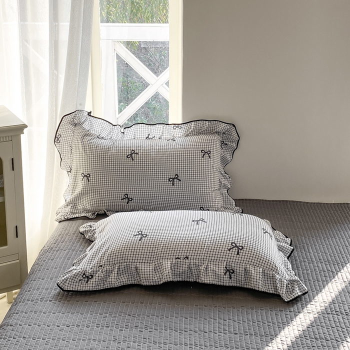 91家纺网 家纺一手货源 找家纺 仟网汇 2026新款A类赫本针织双层纱床盖四件套床盖夏被四件套 小香风