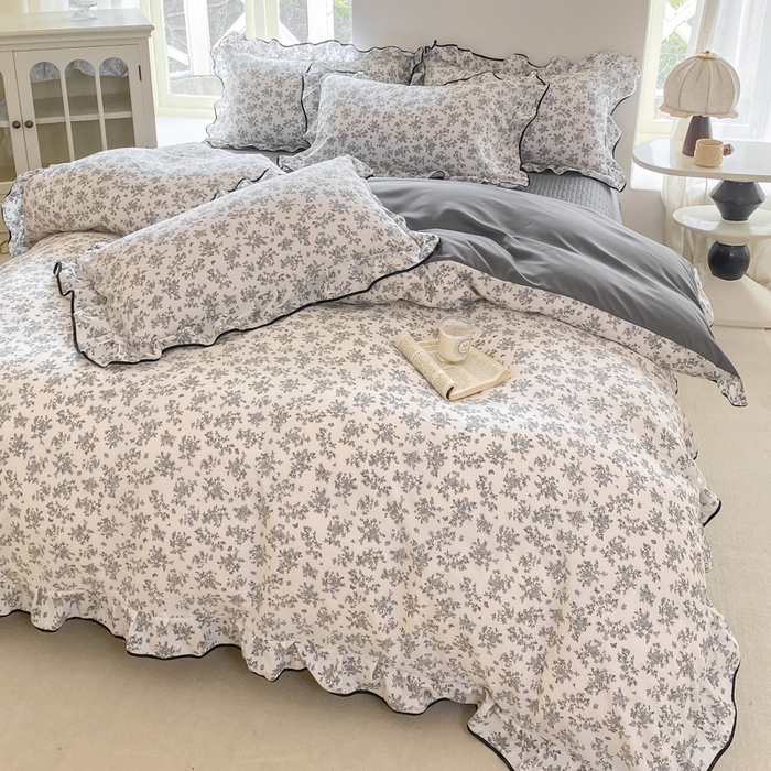 91家纺网 家纺一手货源 找家纺 仟网汇 2026新款A类赫本针织双层纱床盖四件套床盖夏被四件套 蔓枝