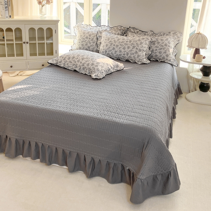 91家纺网 家纺一手货源 找家纺 仟网汇 2026新款A类赫本针织双层纱床盖四件套床盖夏被四件套 蔓枝