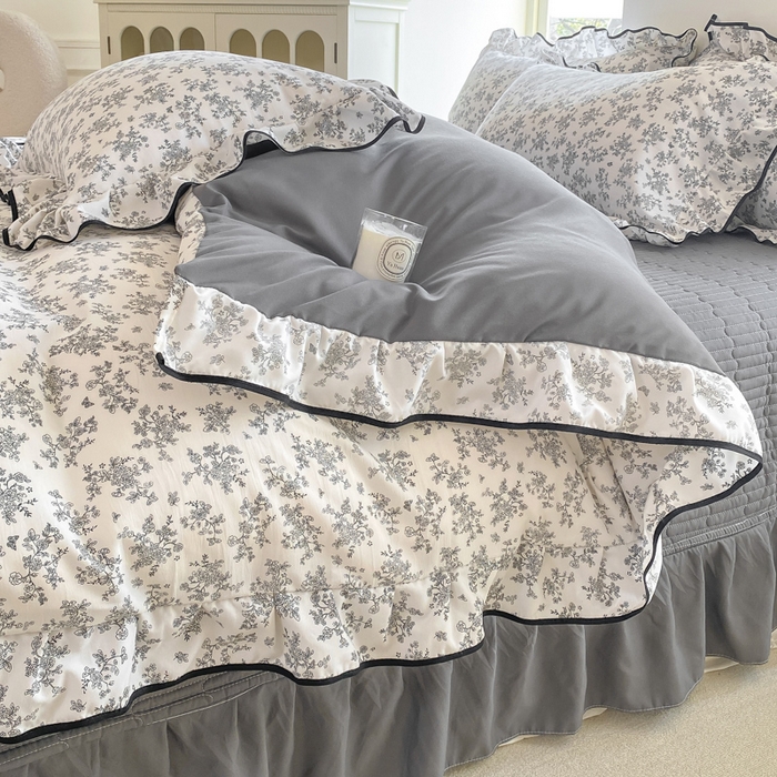 91家纺网 家纺一手货源 找家纺 仟网汇 2026新款A类赫本针织双层纱床盖四件套床盖夏被四件套 蔓枝