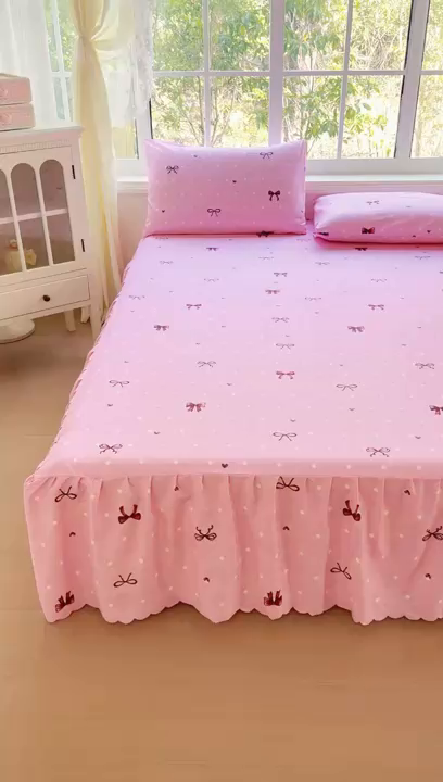 91家纺网 家纺一手货源 找家纺 莎臣豹 2026新款植物羊绒单品单件单床裙可配床裙三件套甜美风趣