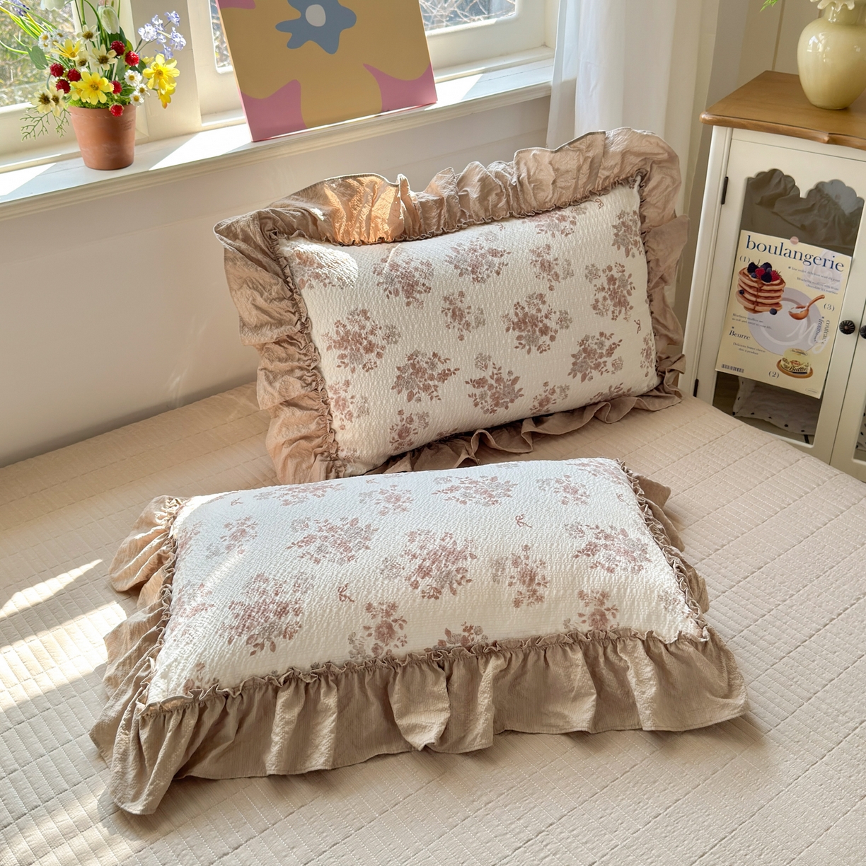 91家纺网 家纺一手货源 找家纺 禾沐 2026新款云感泡芙棉床盖夏被四件套AA款（夏被款） 小苍兰