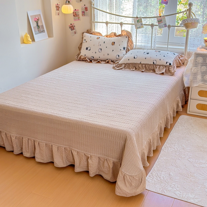 91家纺网 家纺一手货源 找家纺 梵希雅 2026新款泡芙纱床盖夏被四件套 奥利奥小猫