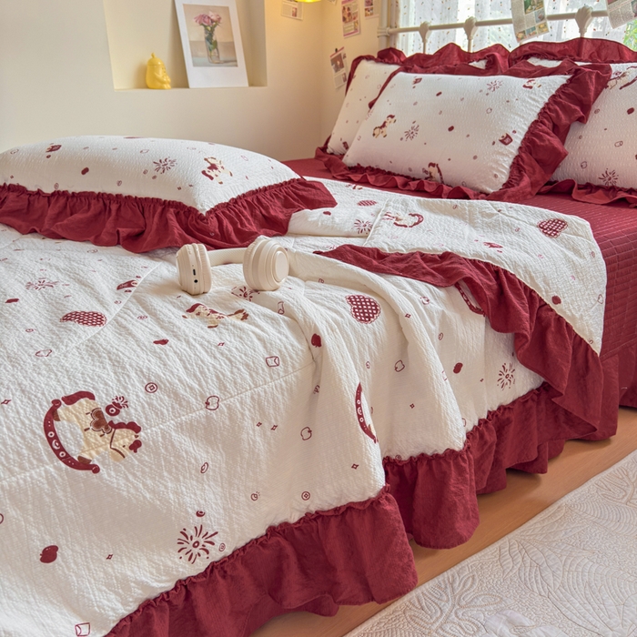 91家纺网 家纺一手货源 找家纺 梵希雅 2026新款泡芙纱床盖夏被四件套 马上有钱