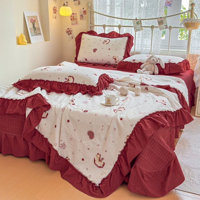 91家纺网 家纺一手货源 找家纺 梵希雅 2026新款泡芙纱床盖夏被四件套 马上有钱