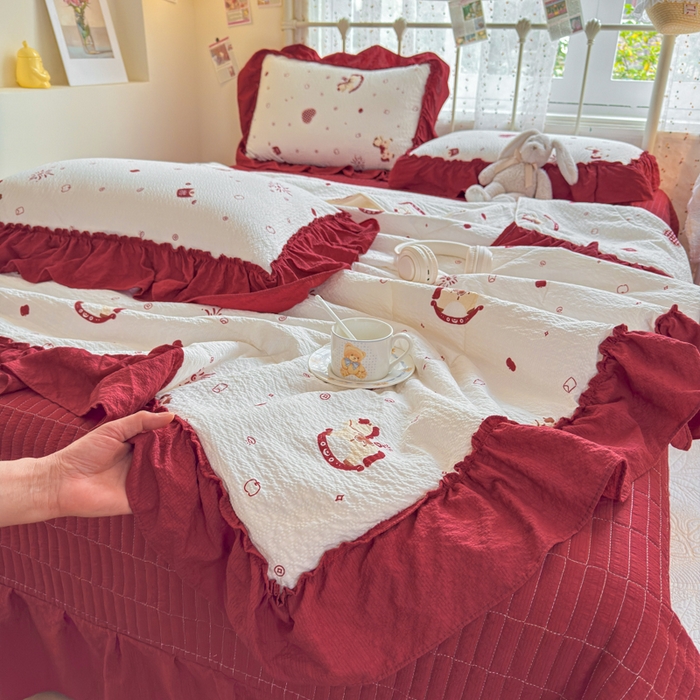 91家纺网 家纺一手货源 找家纺 梵希雅 2026新款泡芙纱床盖夏被四件套 马上有钱