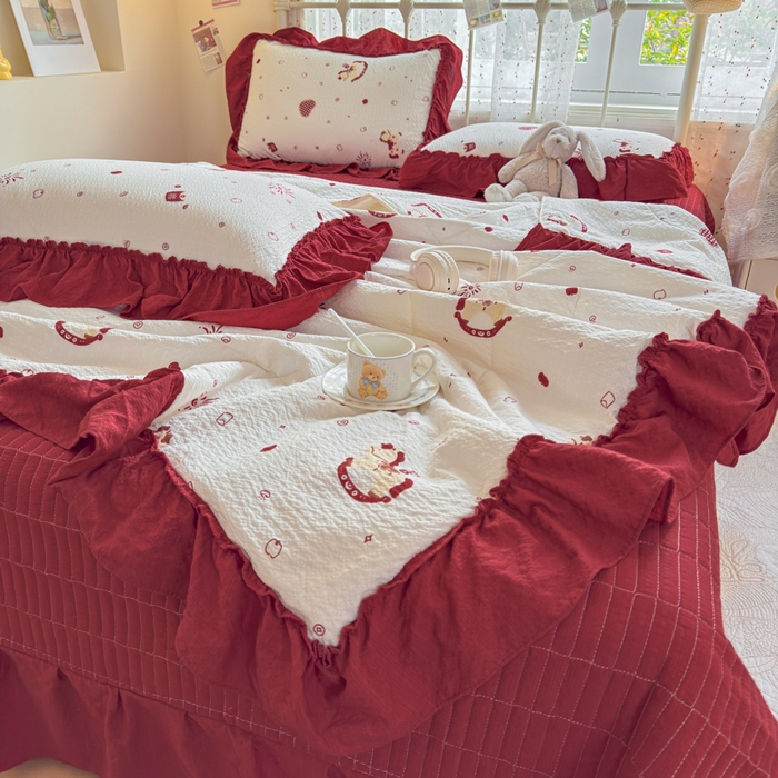 91家纺网 家纺一手货源 找家纺 梵希雅 2026新款泡芙纱床盖夏被四件套 马上有钱