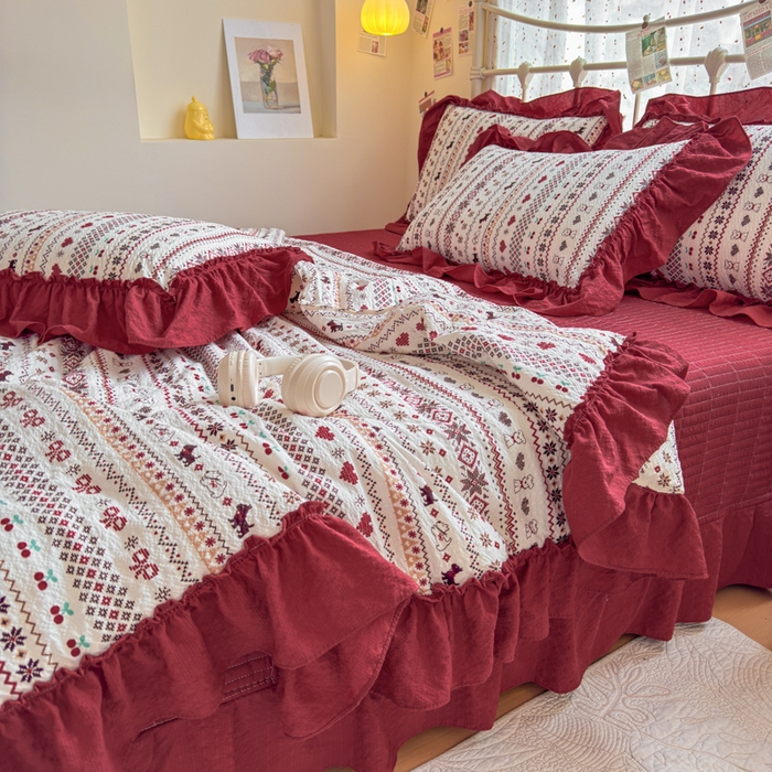 91家纺网 家纺一手货源 找家纺 梵希雅 2026新款泡芙纱床盖夏被四件套 萌物条条