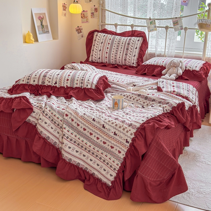 91家纺网 家纺一手货源 找家纺 梵希雅 2026新款泡芙纱床盖夏被四件套 萌物条条