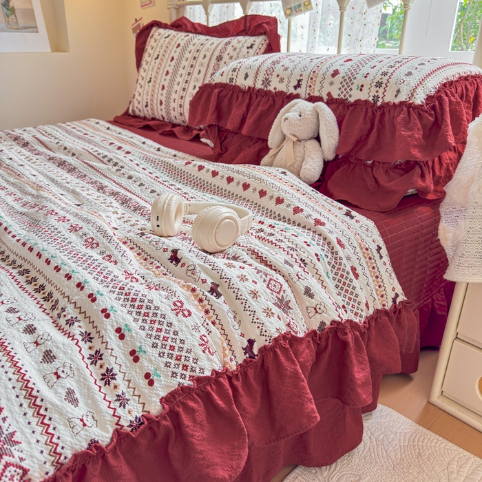 91家纺网 家纺一手货源 找家纺 梵希雅 2026新款泡芙纱床盖夏被四件套 萌物条条