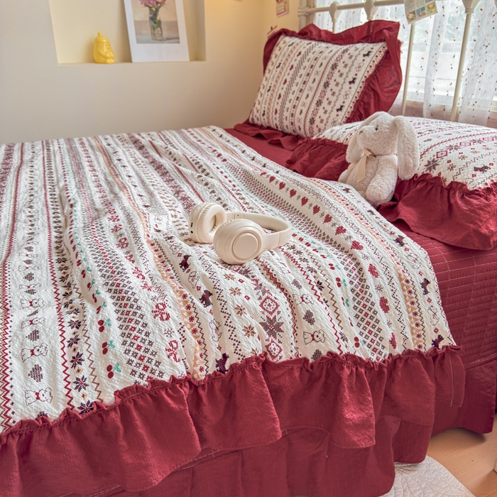 91家纺网 家纺一手货源 找家纺 梵希雅 2026新款泡芙纱床盖夏被四件套 萌物条条