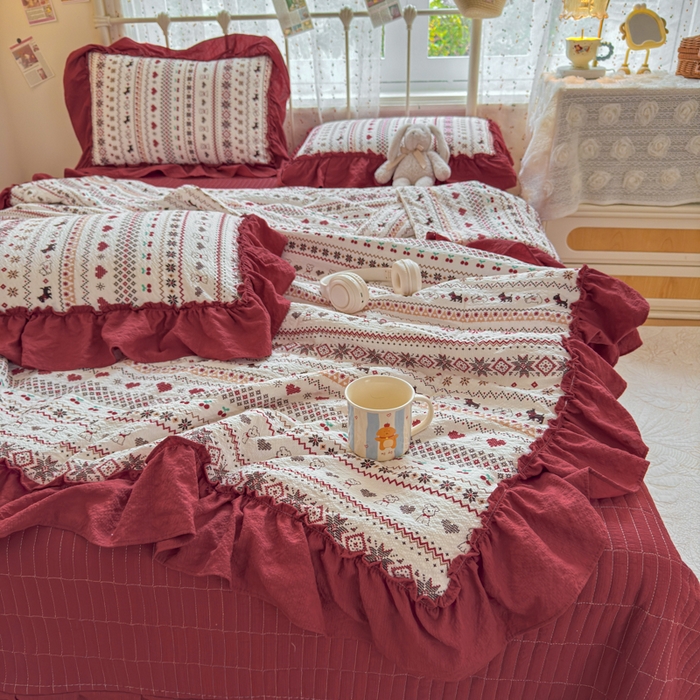 91家纺网 家纺一手货源 找家纺 梵希雅 2026新款泡芙纱床盖夏被四件套 萌物条条